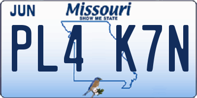 MO license plate PL4K7N