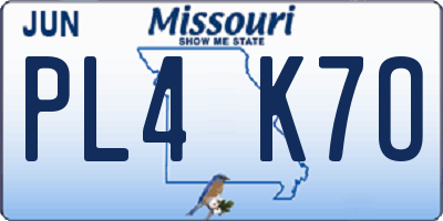 MO license plate PL4K7O
