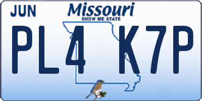 MO license plate PL4K7P