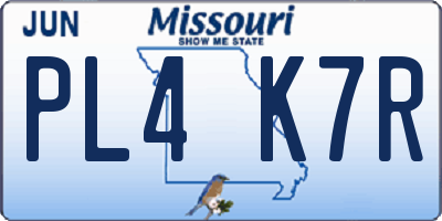 MO license plate PL4K7R