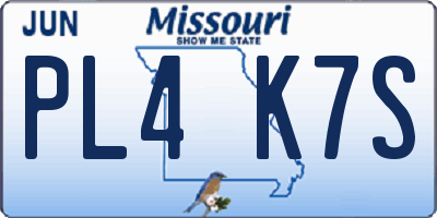 MO license plate PL4K7S