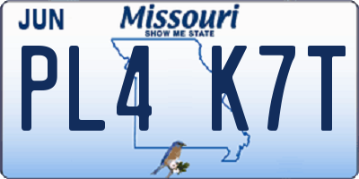 MO license plate PL4K7T