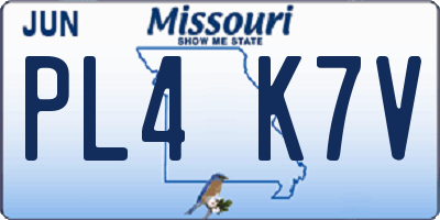 MO license plate PL4K7V