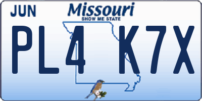 MO license plate PL4K7X