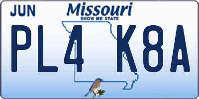 MO license plate PL4K8A