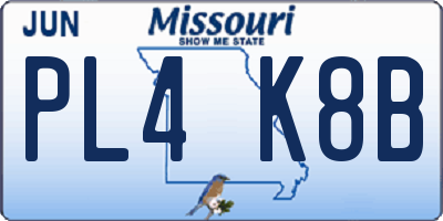 MO license plate PL4K8B