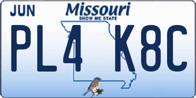 MO license plate PL4K8C