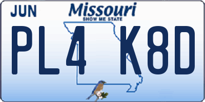 MO license plate PL4K8D