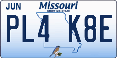 MO license plate PL4K8E