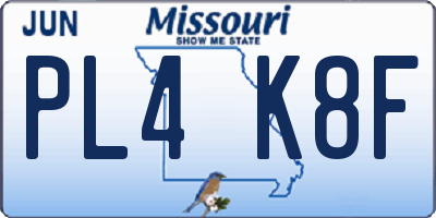 MO license plate PL4K8F