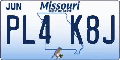 MO license plate PL4K8J