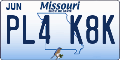 MO license plate PL4K8K