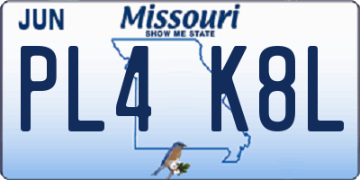 MO license plate PL4K8L