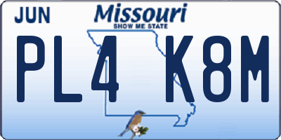 MO license plate PL4K8M