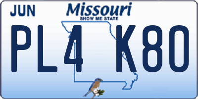 MO license plate PL4K8O