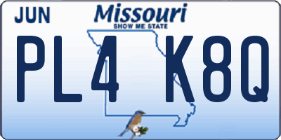 MO license plate PL4K8Q