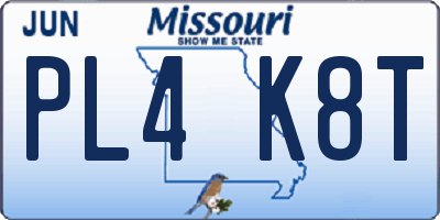 MO license plate PL4K8T