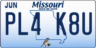 MO license plate PL4K8U