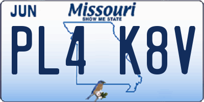 MO license plate PL4K8V