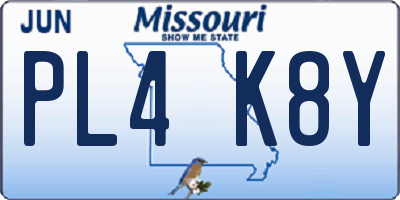 MO license plate PL4K8Y