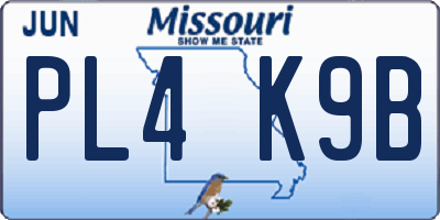 MO license plate PL4K9B