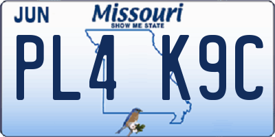 MO license plate PL4K9C