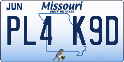 MO license plate PL4K9D