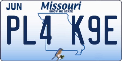 MO license plate PL4K9E