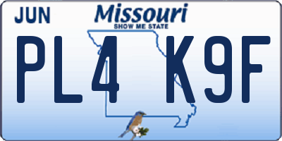 MO license plate PL4K9F