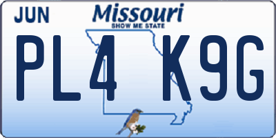 MO license plate PL4K9G