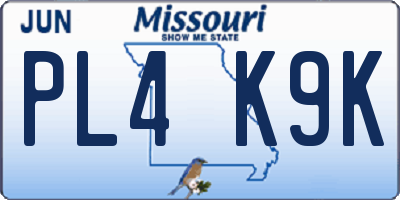 MO license plate PL4K9K