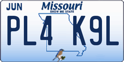 MO license plate PL4K9L