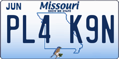 MO license plate PL4K9N