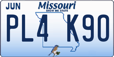 MO license plate PL4K9O