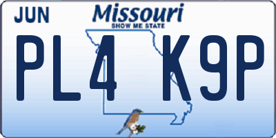 MO license plate PL4K9P