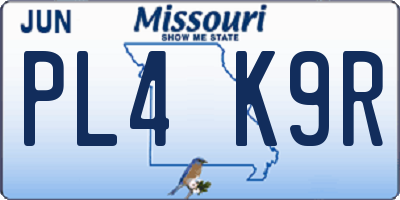 MO license plate PL4K9R