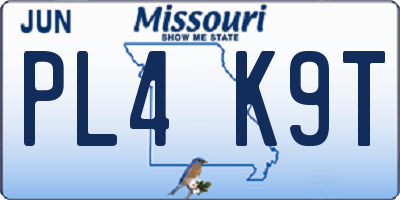 MO license plate PL4K9T