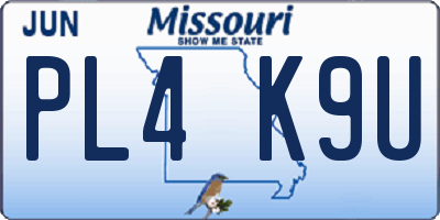 MO license plate PL4K9U