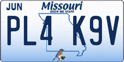MO license plate PL4K9V