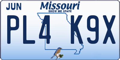 MO license plate PL4K9X