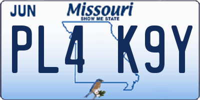 MO license plate PL4K9Y