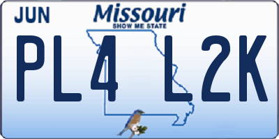 MO license plate PL4L2K