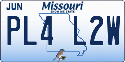 MO license plate PL4L2W