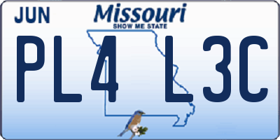 MO license plate PL4L3C