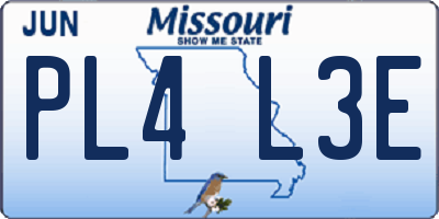 MO license plate PL4L3E