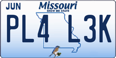 MO license plate PL4L3K