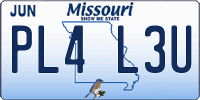 MO license plate PL4L3U