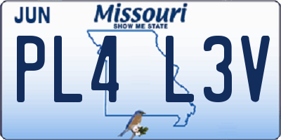 MO license plate PL4L3V