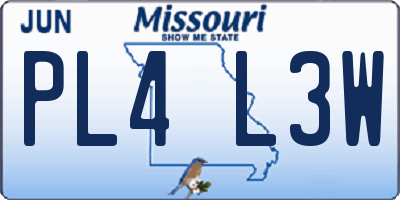 MO license plate PL4L3W