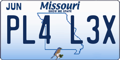 MO license plate PL4L3X